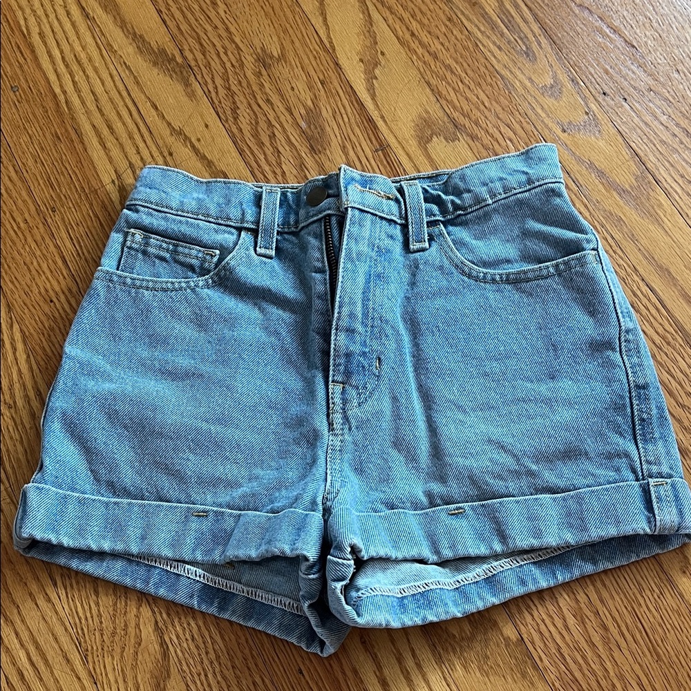 American Apparel High-Waist Cuff Denim Shorts